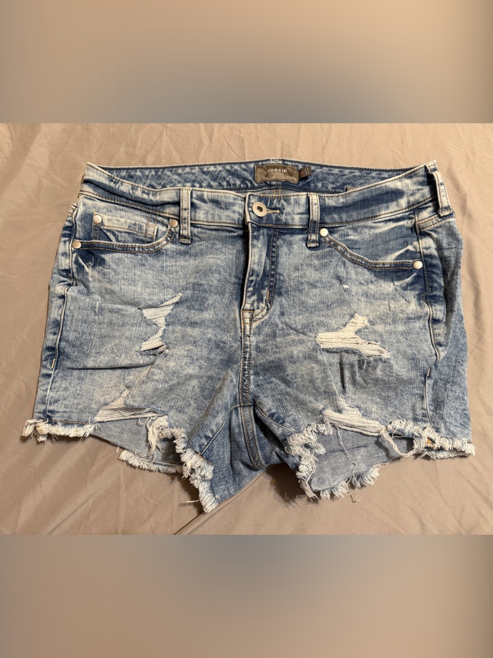 torrid Light Blue Distressed Denim Shorts